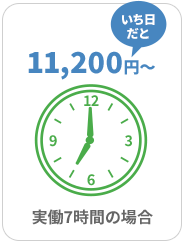 いち日あたり 11,200円〜 実働7時間の場合